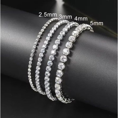 Silver Color 2.5/3/4/5mm Zircon Tennis Bracelet For Women Ma