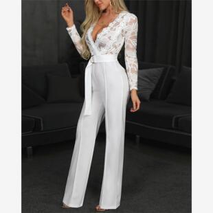 连衣裤 名媛气质宽松阔腿休闲连体衣套装 2021早秋季 时尚 女 新款 修身