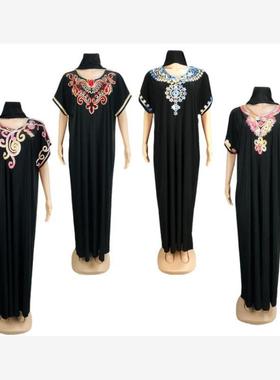 外贸中东非洲女黑色冰丝宽松长袍连衣裙礼服Middle Eastern dress