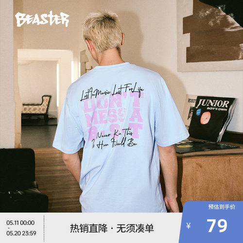 BEASTER字母圆领T恤230g重磅纯棉24春新品情侣休闲潮牌短袖上衣