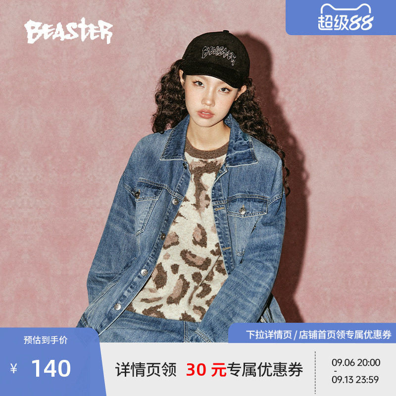 BEASTER牛仔外套女23秋新款西部烧花户外美式复古情侣潮流夹克男图片