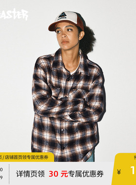 BEASTER奥莱贴布绣格子衬衫男士秋款cleanfit痞帅长袖衬衣外套女