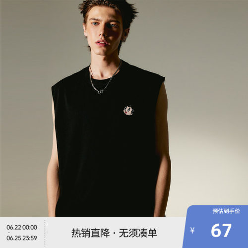 【铁臂阿童木联名】BEASTER阿童木头像刺绣背心夏新款纯棉上衣