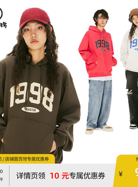 BEASTER奥莱重磅连帽卫衣字母印花美式复古高街情侣上衣