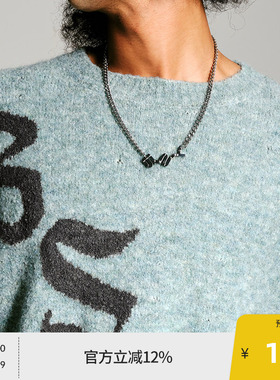 BEASTER嵌花工艺斜字母提花套头毛衣男美式休闲新款宽松百搭上衣