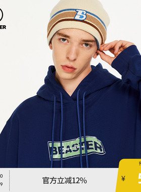 BEASTER奥莱印花抽绳连帽卫衣秋季宽松潮牌帽衫情侣款简约