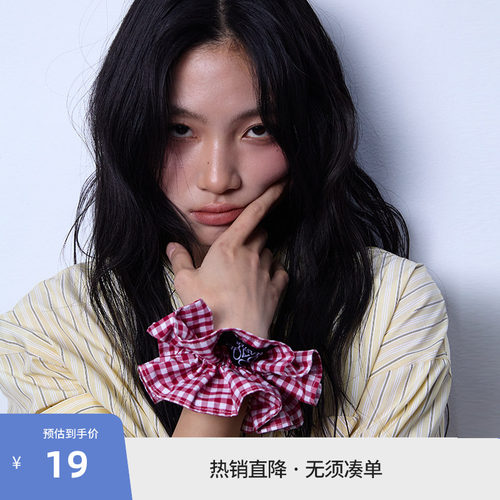 BEASTER复古双层韩系格纹发圈甜美百搭高级感气质发绳头绳
