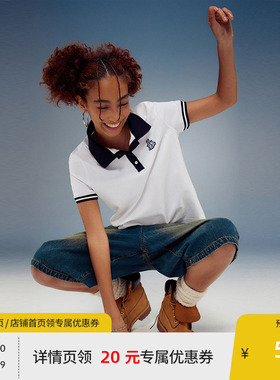 【大力水手联名】BEASTER撞色领口刺绣polo衫女夏新款凉感短袖