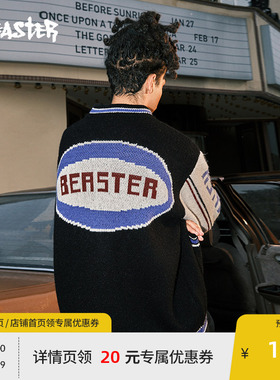 【铁臂阿童木联名】BEASTER奥莱加厚毛衣复古撞色针织开衫外套男