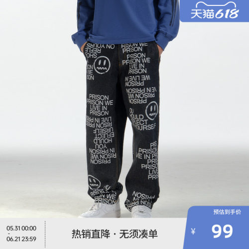 BEASTER长裤经典鬼脸水洗牛仔