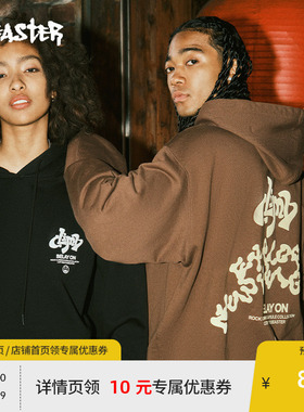 BEASTER鬼脸字母发泡印花连帽卫衣男女23新品重磅美式潮情侣上衣
