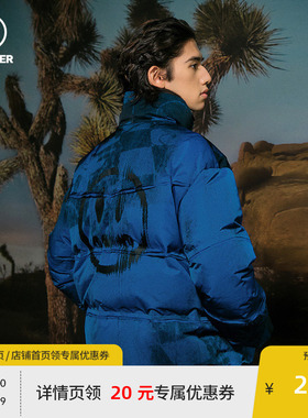 BEASTER奥莱鬼脸渐变立领羽绒服冬季白鸭绒无性别潮牌外套