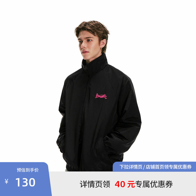 BEASTER印花图案宽松夹克男立领美式休闲秋季新款黑色情侣外套图片