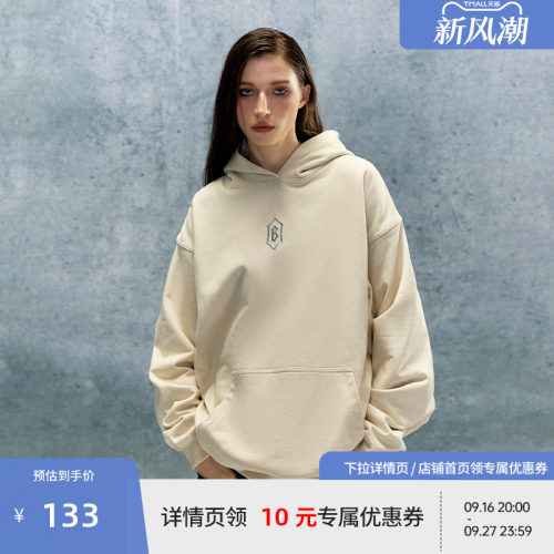 【beaster fe】铁标logo纯棉卫衣男款连帽重磅美式休闲套头上衣