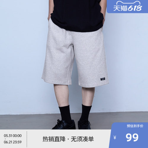 BEASTER370g重磅短裤男25夏新薄款抽绳灰色宽松百搭直筒休闲裤子