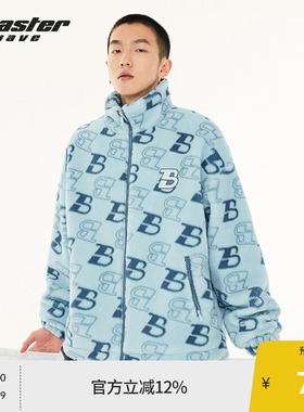 BEASTER奥莱满印潮牌外套仿羊羔毛夹克潮反季美式复古上衣