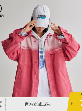 BEASTER奥莱鬼脸休闲渐变水洗牛仔衬衫潮流时尚外套男秋