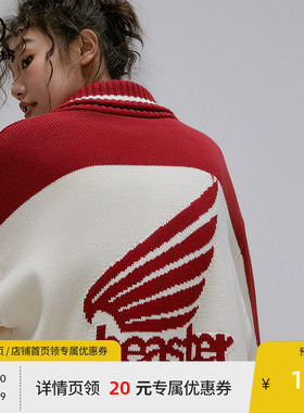 BEASTER奥莱拉链毛衣男户外针织开衫美式外套情侣毛衫翻领