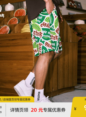 BEASTER水果满印休闲短裤男夏季新款撞色美式复古运动潮五分裤