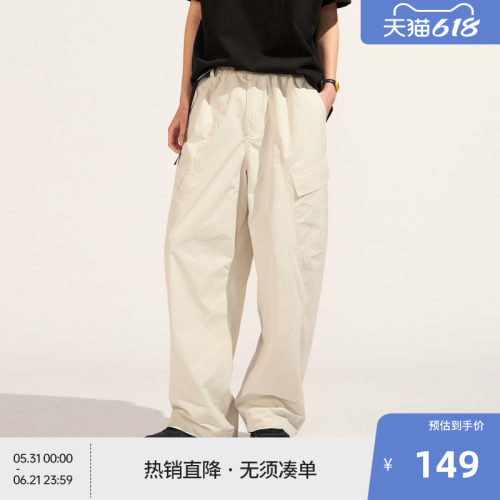 BEASTER工装裤裤男侧边口袋2026夏季黑色宽松遮肉印花休闲裤女