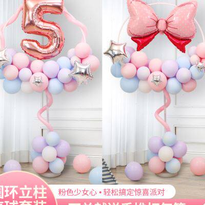 思泽气球圆环立柱支架路引商场庆典空中圆圈气球配件桌飘地飘装饰