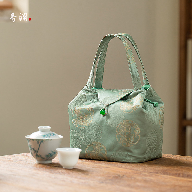 香澜手工缝制轻奢旅行茶具收纳包