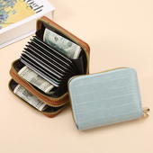 娇雪兰防磁盗刷双拉卡包时尚 女士鳄鱼纹拉链零钱包硬币零钱包RFID