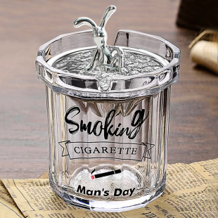 带盖子漏斗烟灰缸防飞灰家用客厅创意个性大气办公室烟缸加厚玻璃