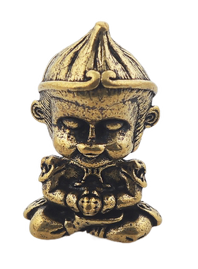 黄铜实心猴子手把战胜佛茶小摆件