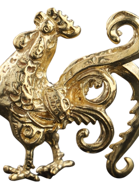 黄铜盖置茶具配件一鸣惊人生肖鸡