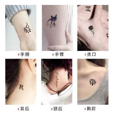 可爱精美少女心果胶逼真花臂纹身贴ins风简约手腕防真