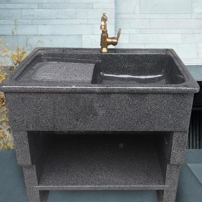 大理石洗衣池带挡水板石头一体台盆阳台整石t洗衣槽户外石材洗衣
