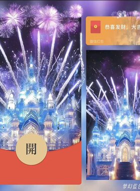 梦幻蓝色城堡烟花微信红包封面2026新款创意vx皮肤动态音乐序列号