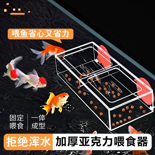 缸喂食器防漂浮喂鱼缸喂食器加厚防飘散浑水亚克力高清通用喂食盒