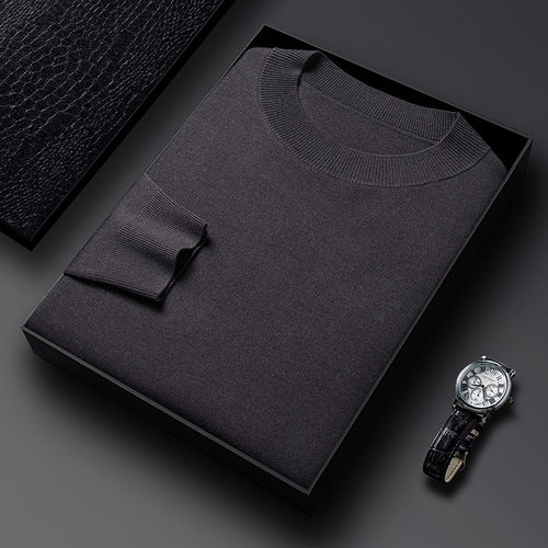 High-end Machine Washable Worsted Wool Sweater Men's Round N