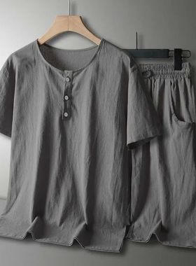 Summer ew 2023 Cotton and Linen Suit en's Loose reathable Ca