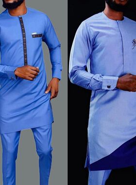 Dashiki Afran en hes Sets Youth Casual Social Long Sleee Eth