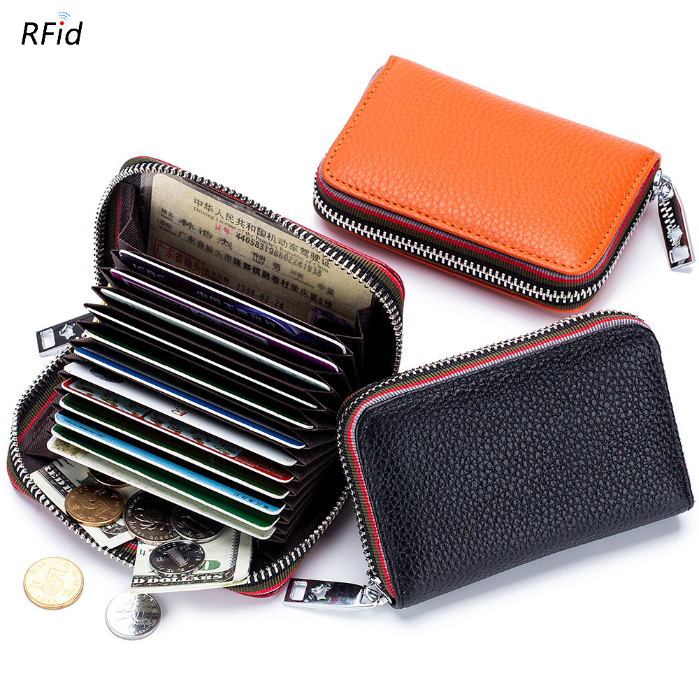 Practical Card Wallet Organ Rfid Women's First-layer Cowhide