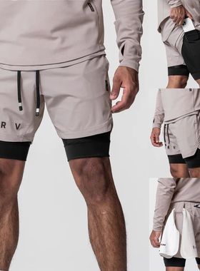 ew en's Shorts s Fitness 2-In-1 Qui-Dr reathable Sretch Doub