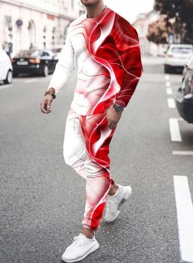 en's hing Sets Fashion ust-ae Actiewear 3D rinted Long Sleee