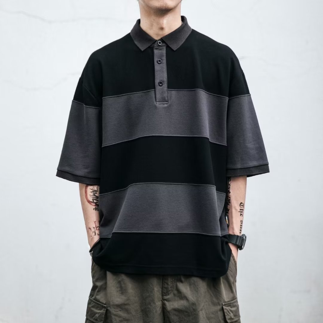 Japanese Style Retro Striped Shirt Men's Short-sleeved Loose