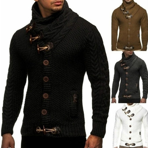 Men's 2025 Knitted Jacket High llar Button Large Size Fashio
