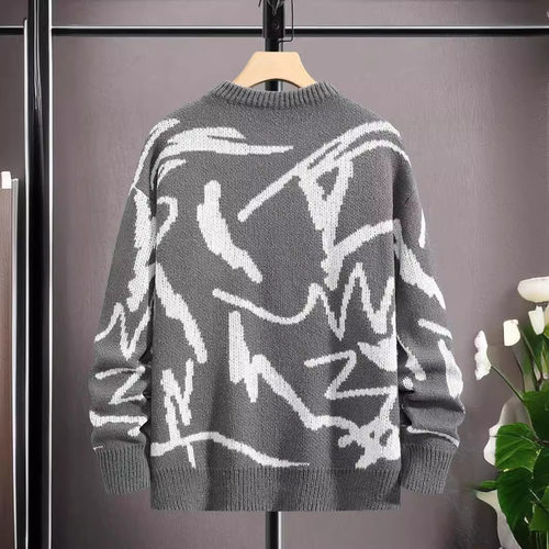 Men's Loose Round Neck Hong Kong Style Sweater Jacket