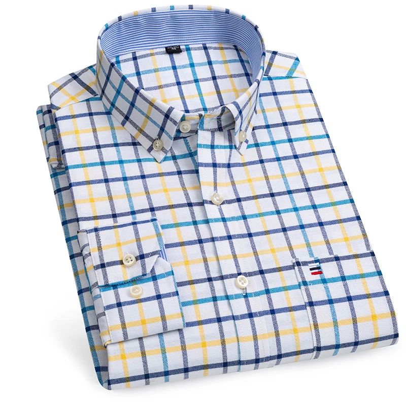 100% ure Cotton Oxford Shirts for en Long Sleee  laid Shirt