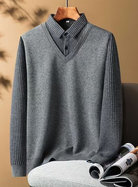 Fake Two-piece Men's Warm One-piece Fleece-lined Thickened M