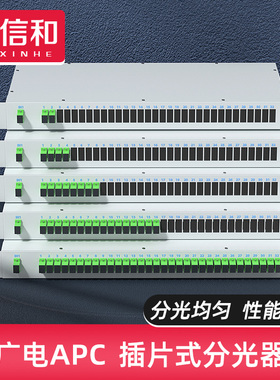广电专用APC分光器机架式1分2/4/8/16/32/光纤分光器机柜式SC/FC固定架式1U光分路器一分三十二1分16apc绿色