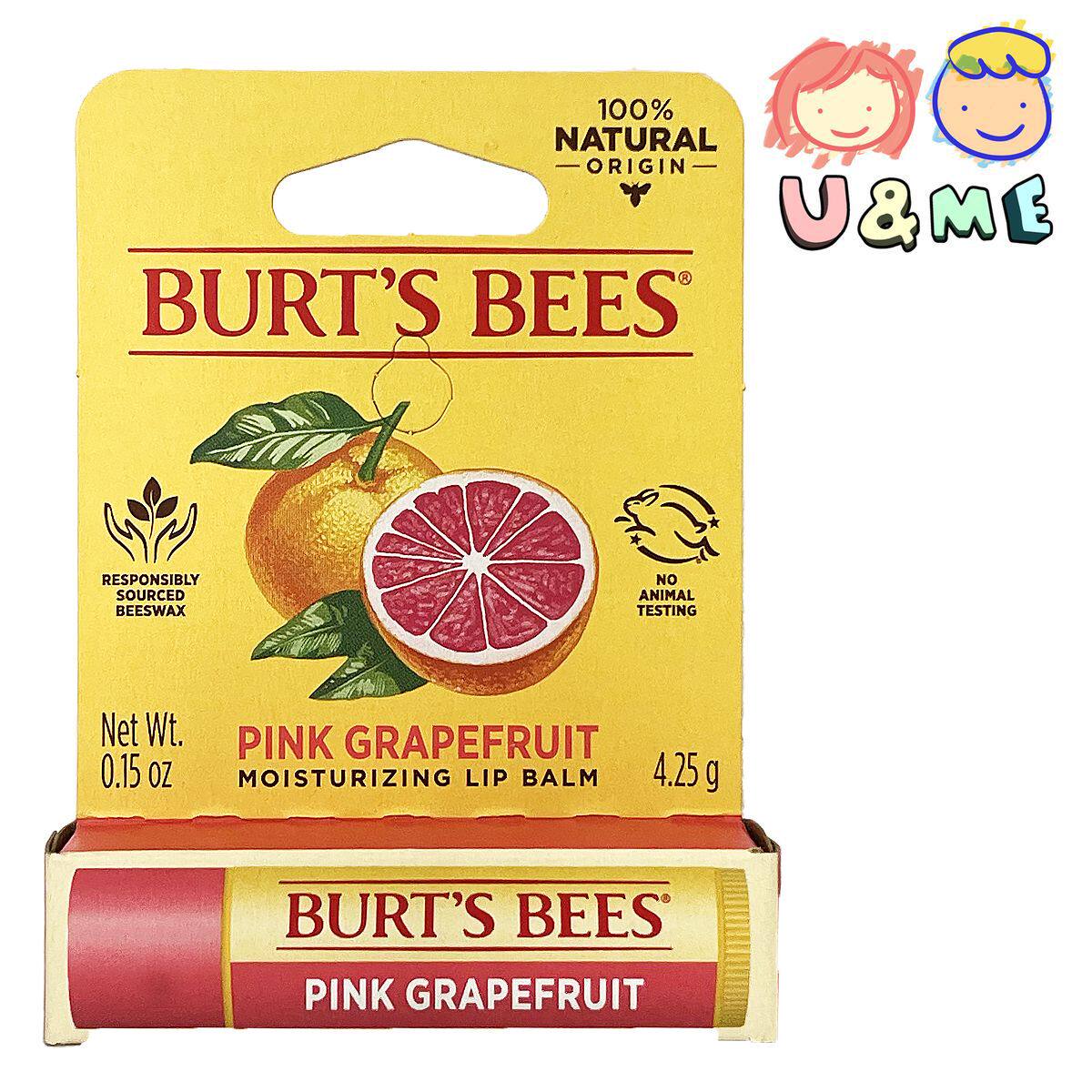 BURT'S BEES小蜜蜂100%天然保湿润唇膏西柚味4.25g长效保湿秋冬版