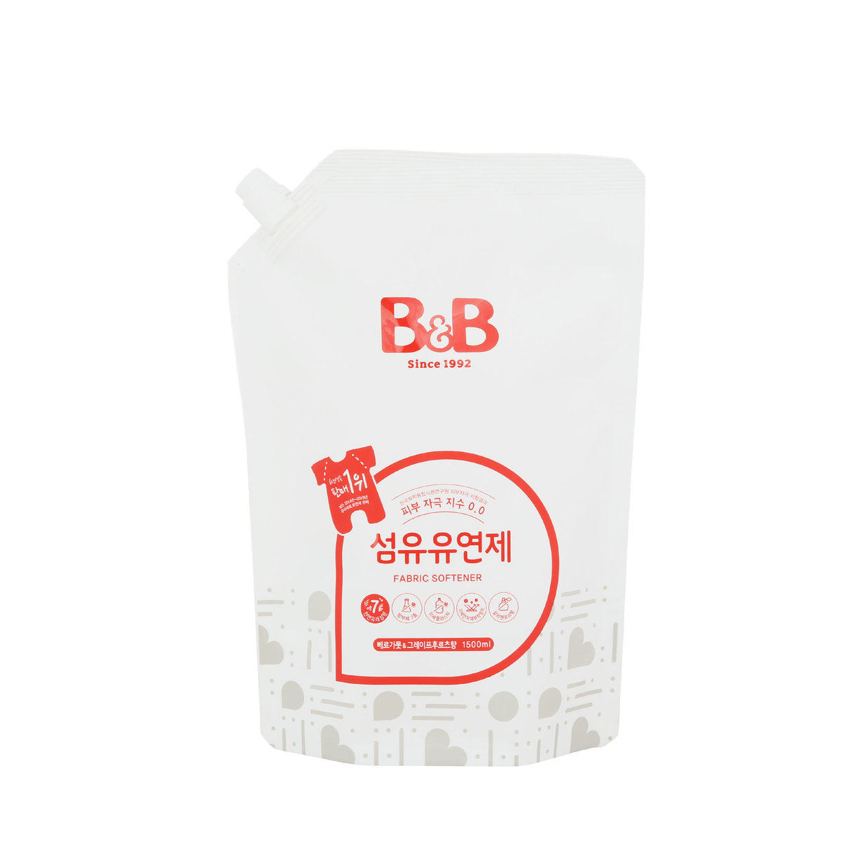 韩国 新版装婴幼儿天然抗菌衣物柔顺剂补充装香柠檬&柚子味1500ml