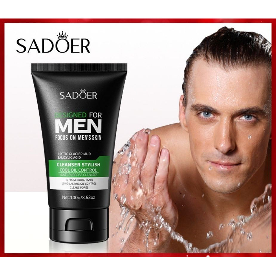 SADOER 酷爽型男士洗面乳100克多效洁颜乳洗面奶保湿补水滋润深层