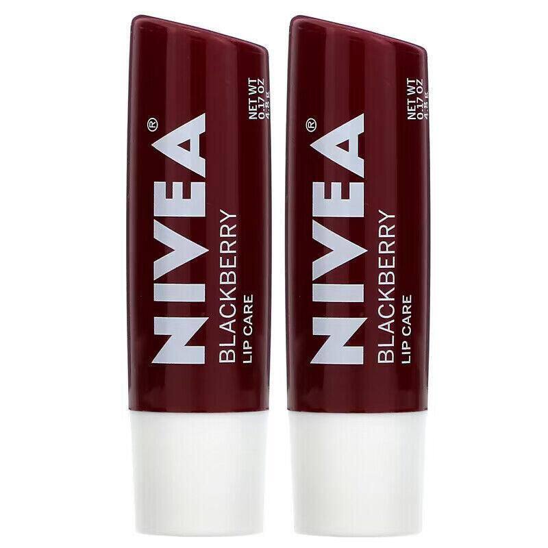 NIVEA 亮彩黑莓润唇膏孖装4.8gx2豆沙紫色即时保湿长效秋冬防干裂